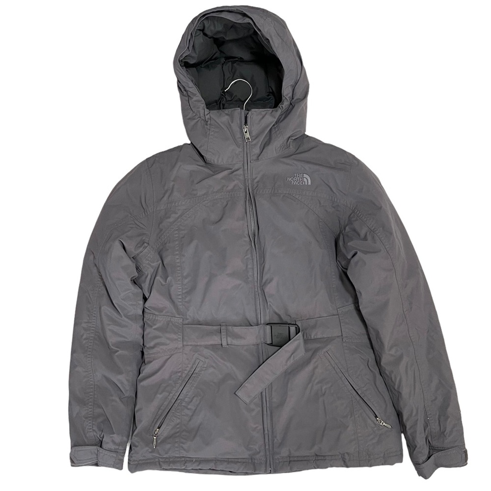 The North Face dark gray HyVent Belted Goose Down Parka Women's Hooded size M